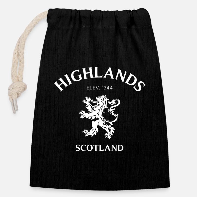 HIGHLANDS Schottland Scotland - Verschließbarer Geschenkbeutel aus Baumwolle (14x20cm) - Schwarz