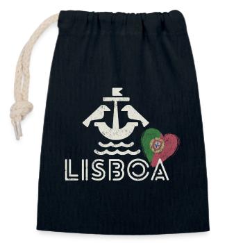 Lisbonne Portugal, belle ville est ma ville natale - Sac cadeau en coton avec cordon (14 x 20 cm) - bleu marine - Devant
