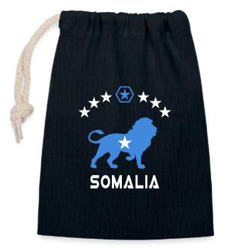 Somalia Löwen Design - Verschließbarer Geschenkbeutel aus Baumwolle (14x20cm) - Navy - Vorne