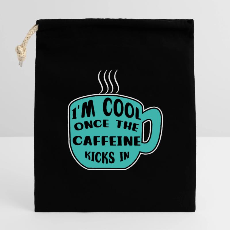 Caféine Coffee Drinker Coffee Cup Coffee Déclaration Sac cadeau en coton avec cordon (14 x 20 cm)