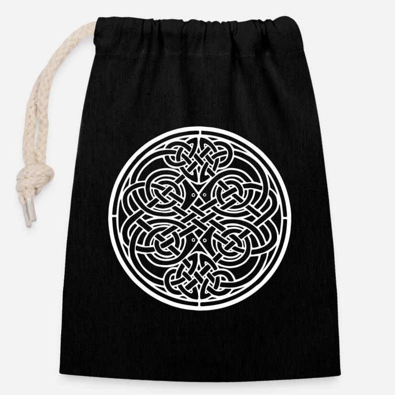 Celtic Knot - Closable cotton gift bag (14x20cm) - black