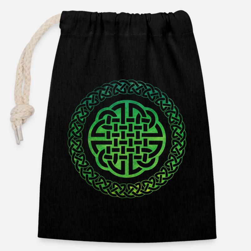 Celtic Knot - Closable cotton gift bag (14x20cm) - black