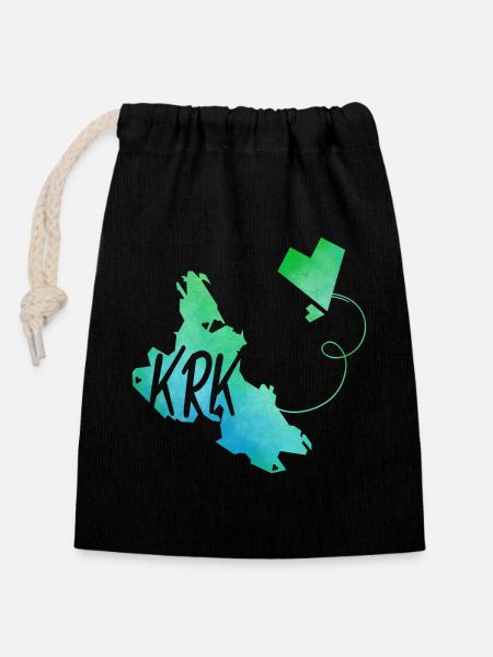 Krk - Closable cotton gift bag (14x20cm) - black