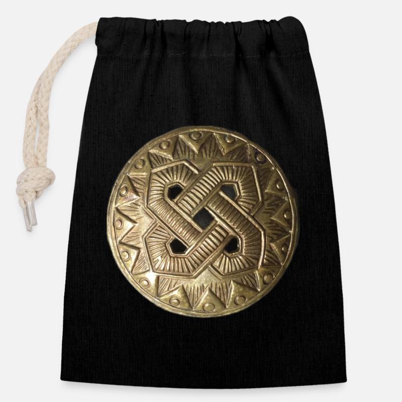 Kaleva bronceornament - Sac cadeau en coton avec cordon (14 x 20 cm) - noir
