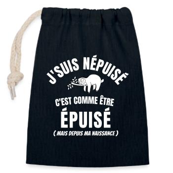 fatigue, ;pas du matin, paresseux - Sac cadeau en coton avec cordon (14 x 20 cm) - bleu marine - Devant