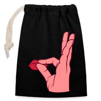 Louange Bouche Baiser Geste de la Main - Sac cadeau en coton avec cordon (14 x 20 cm) - noir - Devant