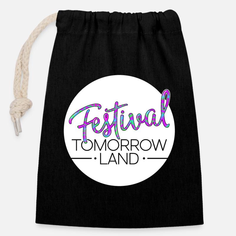 Tomorrowland Festival - Sac cadeau en coton avec cordon (14 x 20 cm) - noir