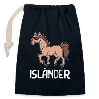 Pferdefan Pferdeliebe Islandpferde Isländer Pferde - Verschließbarer Geschenkbeutel aus Baumwolle (14x20cm) - Navy - Vorne