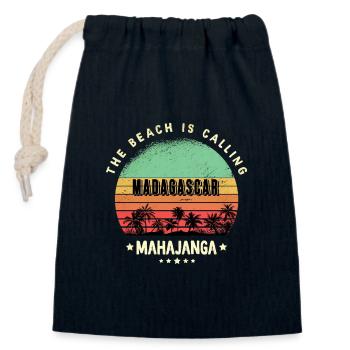 Mahajanga Madagaskar Strand Design - Verschließbarer Geschenkbeutel aus Baumwolle (14x20cm) - Navy - Vorne