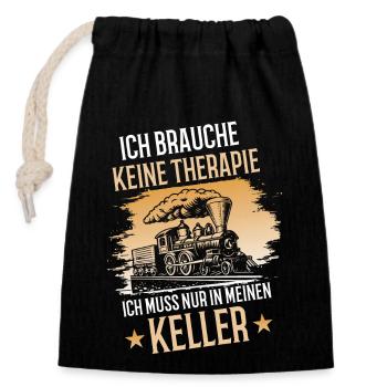 Ich Brauche keine Therapie Modellbahn Eisenbahn - Verschließbarer Geschenkbeutel aus Baumwolle (14x20cm) - Schwarz - Vorne