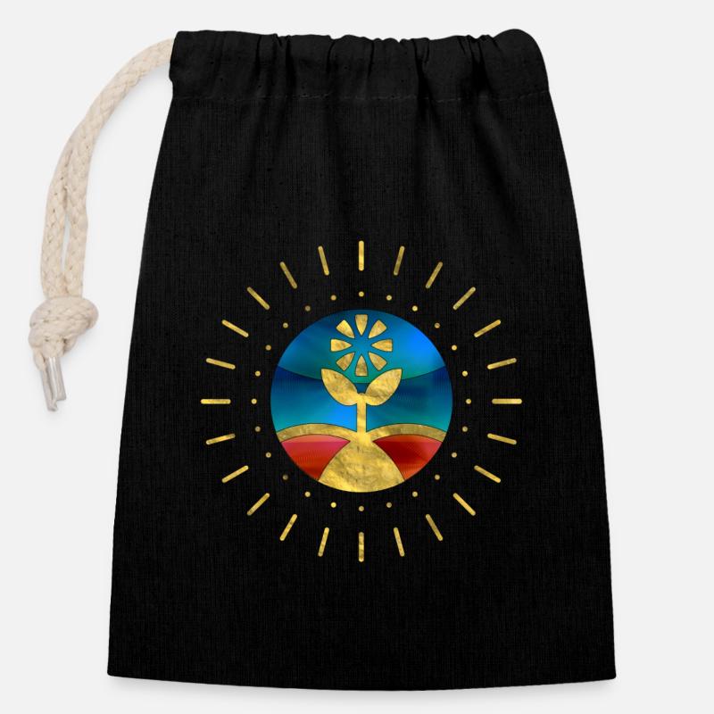 Flower Sun Fun - Closable cotton gift bag (14x20cm) - black