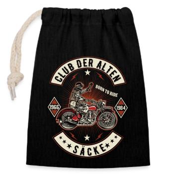Club der alten Säcke Motorrad Biker Motorradfahrer - Verschließbarer Geschenkbeutel aus Baumwolle (14x20cm) - Schwarz - Vorne