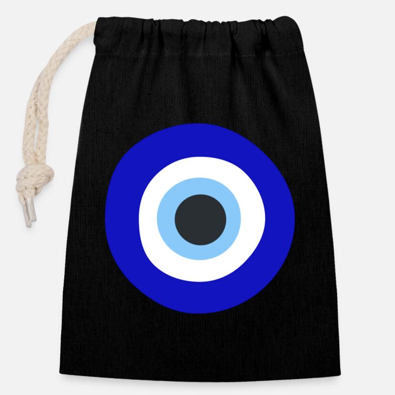 Oeil - Sac cadeau en coton avec cordon (14 x 20 cm) - noir