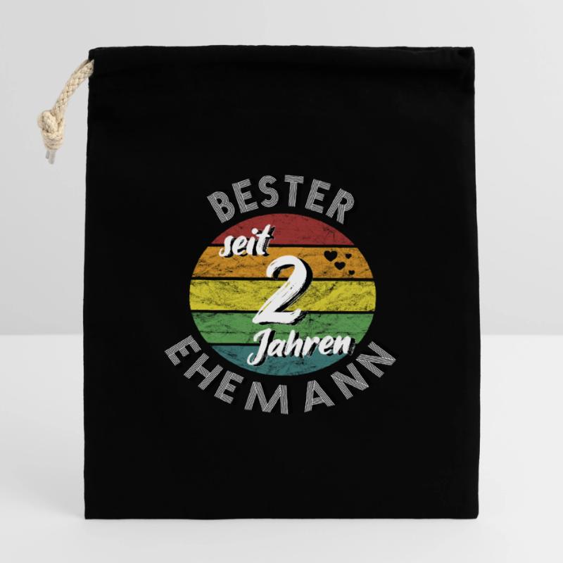 bester Ehemann seit 2 Jahren 2. Hochzeitstag retro Verschließbarer Geschenkbeutel aus Baumwolle (14x20cm)