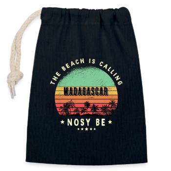 Design de plage de Nosy Be Madagascar - Sac cadeau en coton avec cordon (14 x 20 cm) - bleu marine - Devant