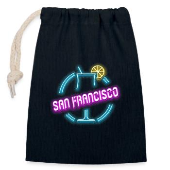 Cocktail estival San Francisco - Sac cadeau en coton avec cordon (14 x 20 cm) - bleu marine - Devant