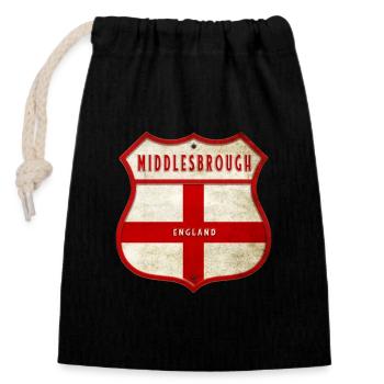 Middlesbrough England coat of arms - Closable cotton gift bag (14x20cm) - black - Front