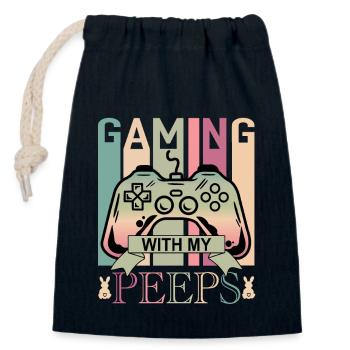 Gaming With My Easter Peeps Funny Gaming Gamer - Verschließbarer Geschenkbeutel aus Baumwolle (14x20cm) - Navy - Vorne