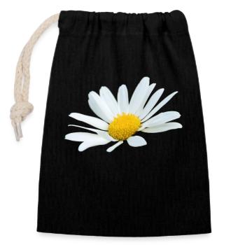 Margerite Oie Fleur Blanche Marguerites - Sac cadeau en coton avec cordon (14 x 20 cm) - noir - Devant