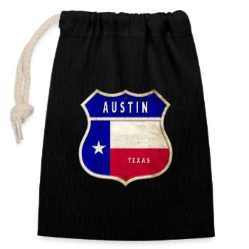 Drapeaux à écusson Austin Texas - Sac cadeau en coton avec cordon (14 x 20 cm) - noir - Devant