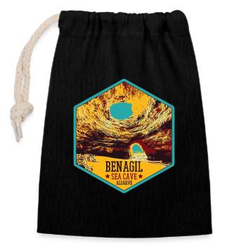 Famous Benagil Sea Cave, Algarve Portugal - Closable cotton gift bag (14x20cm) - black - Front