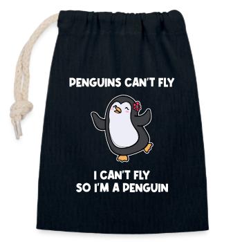 Pinguin Tier Zoo Humorvoll Statement Vogel Südpol - Verschließbarer Geschenkbeutel aus Baumwolle (14x20cm) - Navy - Vorne