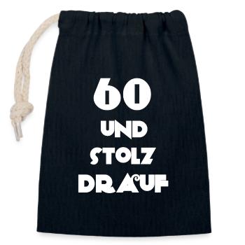 schenken, 60 und stolz drauf - Verschließbarer Geschenkbeutel aus Baumwolle (14x20cm) - Navy - Vorne