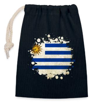 Uruguay Klecks Flag Design - Closable cotton gift bag (14x20cm) - navy - Front