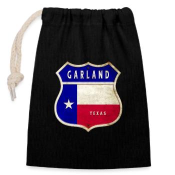 Motif du drapeau du Texas Guirland. - Sac cadeau en coton avec cordon (14 x 20 cm) - noir - Devant