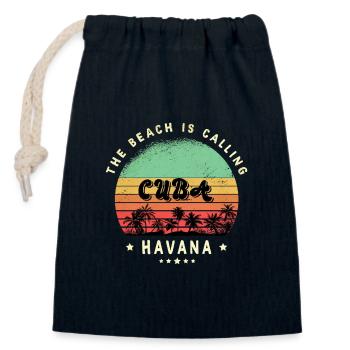 Havana Cuba beach design - Closable cotton gift bag (14x20cm) - navy - Front