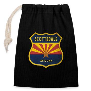 Motif du drapeau de Scottsdale, Arizona. - Sac cadeau en coton avec cordon (14 x 20 cm) - noir - Devant