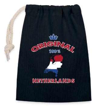 Design original 100 % drapeau des Pays-Bas - Sac cadeau en coton avec cordon (14 x 20 cm) - bleu marine - Devant