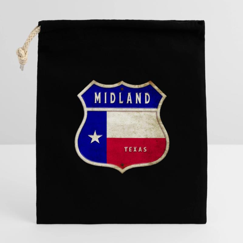 Design du drapeau Midland Texas Sac cadeau en coton avec cordon (14 x 20 cm)