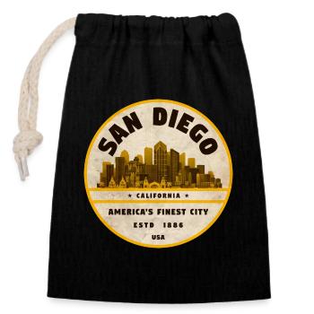San Diego California - Closable cotton gift bag (14x20cm) - black - Front
