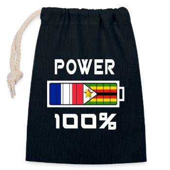 Zimbabwe et France Power 100 % - Sac cadeau en coton avec cordon (14 x 20 cm) - bleu marine - Devant