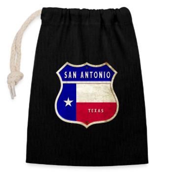 San Antonio Texas coat of arms flag design - Closable cotton gift bag (14x20cm) - black - Front
