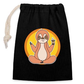 Sloth Late Riser Jungle Mammal Animal - Closable cotton gift bag (14x20cm) - black - Front