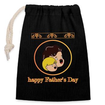 Happy Father's Day - Closable cotton gift bag (14x20cm) - black - Front
