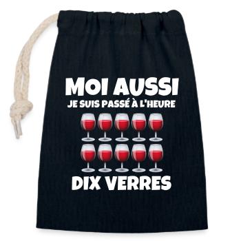 heure d'hiver - Sac cadeau en coton avec cordon (14 x 20 cm) - bleu marine - Devant