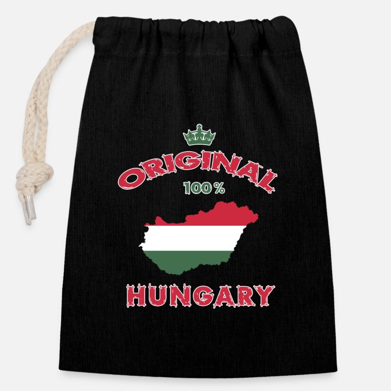 Ungarn Original 100% Flaggen Design - Verschließbarer Geschenkbeutel aus Baumwolle (14x20cm) - Schwarz