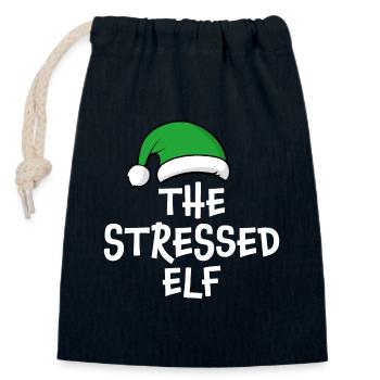 The Stressed Elf - Closable cotton gift bag (14x20cm) - navy - Front