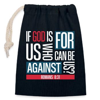 God for us (dark) - Closable cotton gift bag (14x20cm) - navy - Front