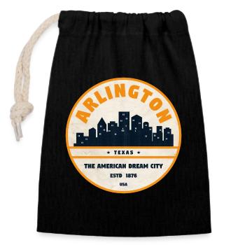 Arlington Skyline Retro Badge - Closable cotton gift bag (14x20cm) - black - Front
