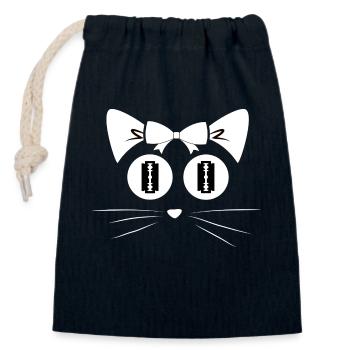 Cat Cat's eyes of the big cat purring Mietz - Closable cotton gift bag (14x20cm) - navy - Front