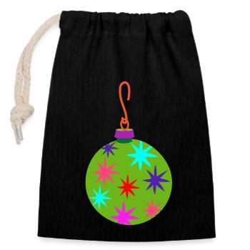 Christmas - Closable cotton gift bag (14x20cm) - black - Front