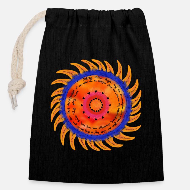 Sunshine Mandala black font - Closable cotton gift bag (14x20cm) - black