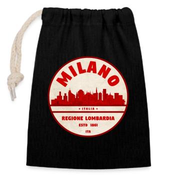Milano Lombardia Retro Skyline - Closable cotton gift bag (14x20cm) - black - Front