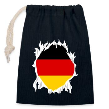 Allemagne Drapeau Cadeau Pays allemand allemand - Sac cadeau en coton avec cordon (14 x 20 cm) - bleu marine - Devant