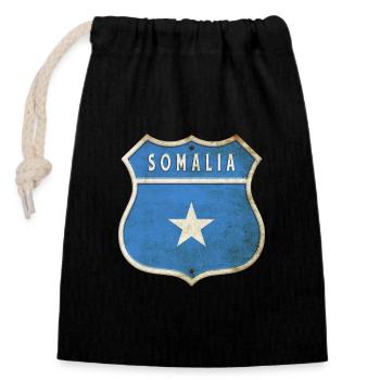 Design du drapeau des armoiries de la Somalie - Sac cadeau en coton avec cordon (14 x 20 cm) - noir - Devant