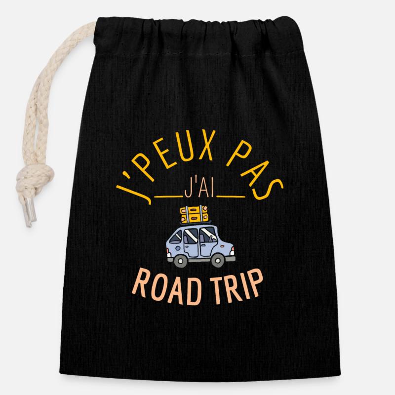 J Peux pas j ai Road - Sac cadeau en coton avec cordon (14 x 20 cm) - noir